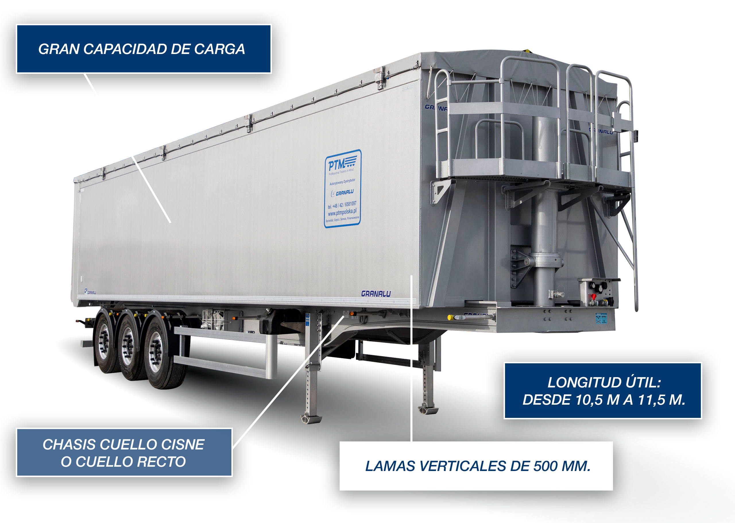 Semirremolques para transporte graneles y paletizados Granalu